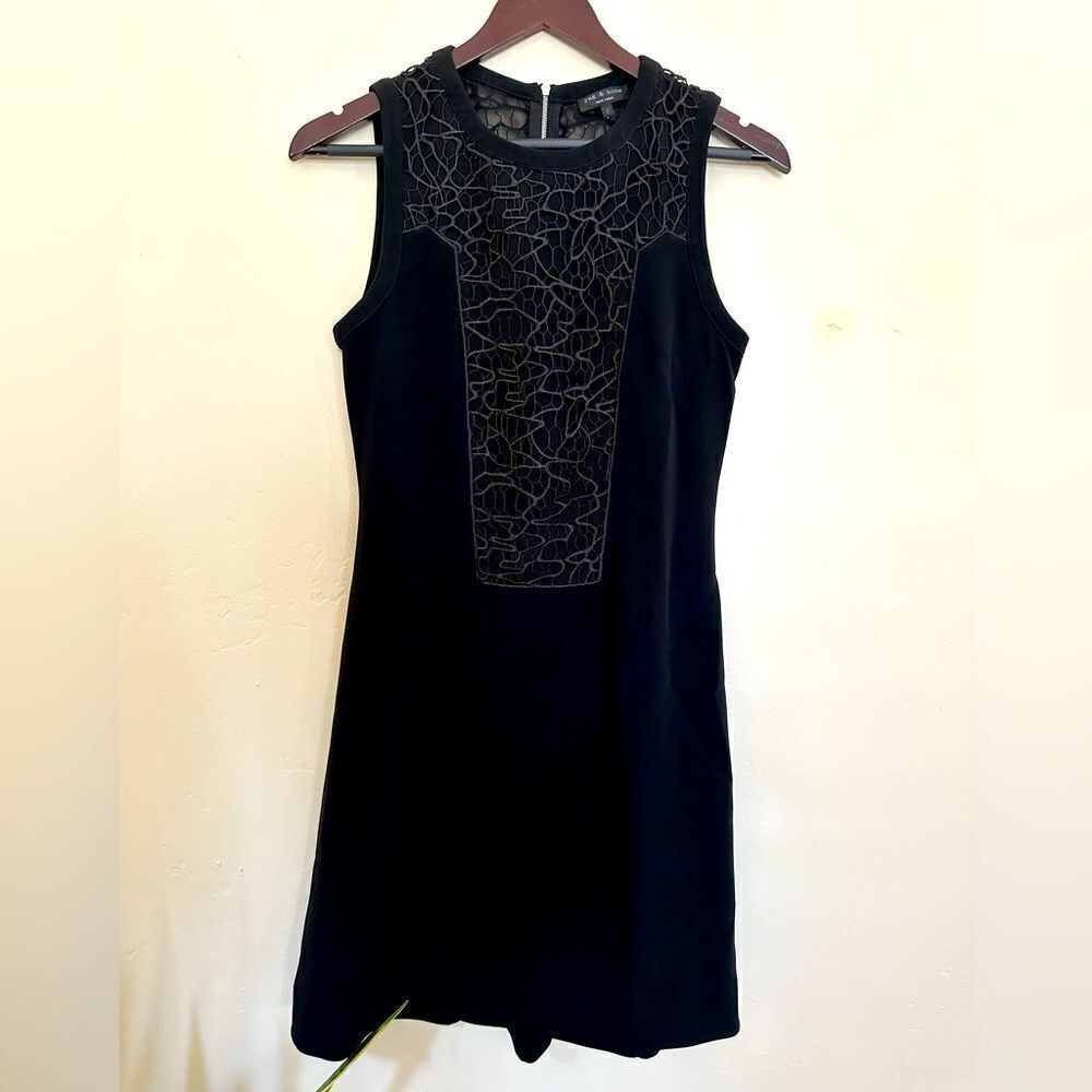 🌸 Rag & Bone New York black Stitched Front Zip Up Shift Dress Size 2